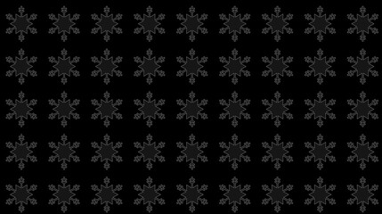 Allegory of Christmas, with snow crystals icon, similar to star shape, gray color, on black night background.