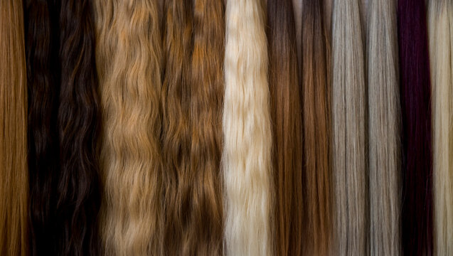 Colorful hair extension. Professional hair concept