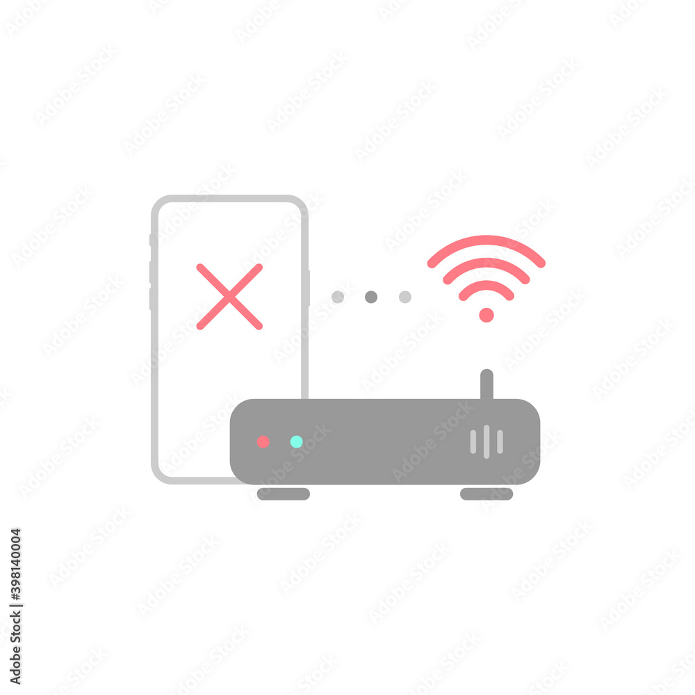 Poster smartphone, wireless, no internet connection found concept illustration flat design vector eps10. si