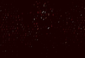 Light red, yellow vector background with gender symbols.