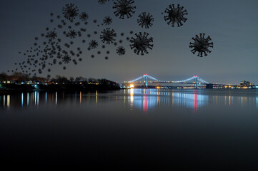 Coronavirus Pandemic Spreading Across Bridge