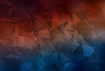 Dark Blue, Red vector gradient triangles pattern.