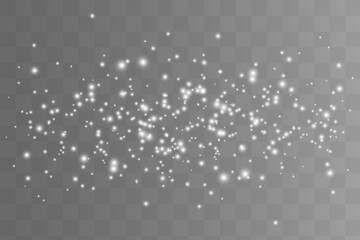 White sparks glitter special light effect. Vector sparkles on transparent background. Christmas abstract pattern. Sparkling magic dust particles