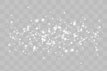 White sparks glitter special light effect. Vector sparkles on transparent background. Christmas abstract pattern. Sparkling magic dust particles