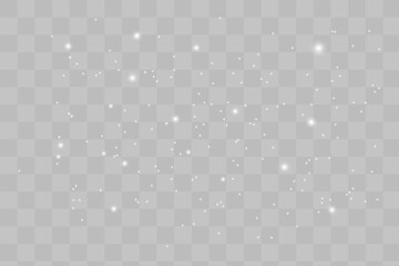 White sparks glitter special light effect. Vector sparkles on transparent background. Christmas abstract pattern. Sparkling magic dust particles