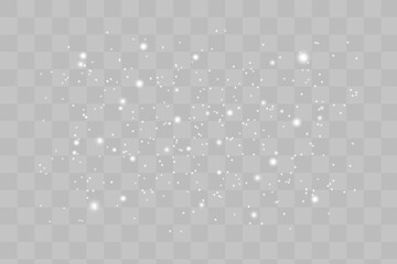 White sparks glitter special light effect. Vector sparkles on transparent background. Christmas abstract pattern. Sparkling magic dust particles