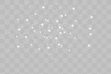 White sparks glitter special light effect. Vector sparkles on transparent background. Christmas abstract pattern. Sparkling magic dust particles