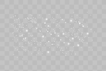 White sparks glitter special light effect. Vector sparkles on transparent background. Christmas abstract pattern. Sparkling magic dust particles