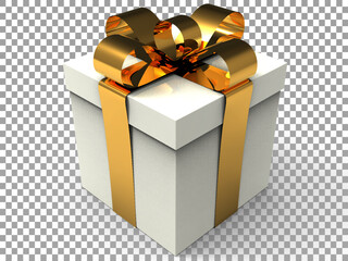 3d gift box with gold ribbon png