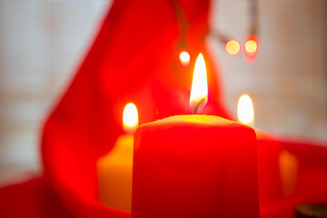 Red  and soft white candles burning