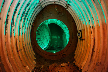 Dark abandoned Soviet bunker, echo of Cold War