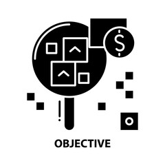 objective icon, black vector sign with editable strokes, concept illustration