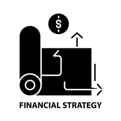financial strategy icon, black vector sign with editable strokes, concept illustration