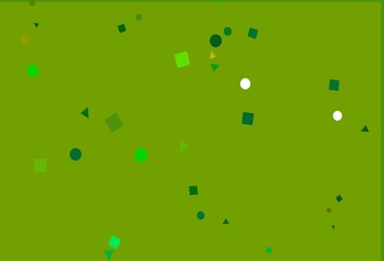 Light Green, Yellow vector template with crystals, circles, squares.