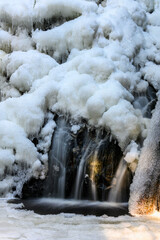 Beautiful frozen waterfall in the winter.