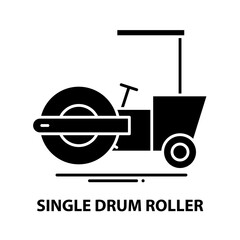 single drum roller symbol icon, black vector sign with editable strokes, concept illustration