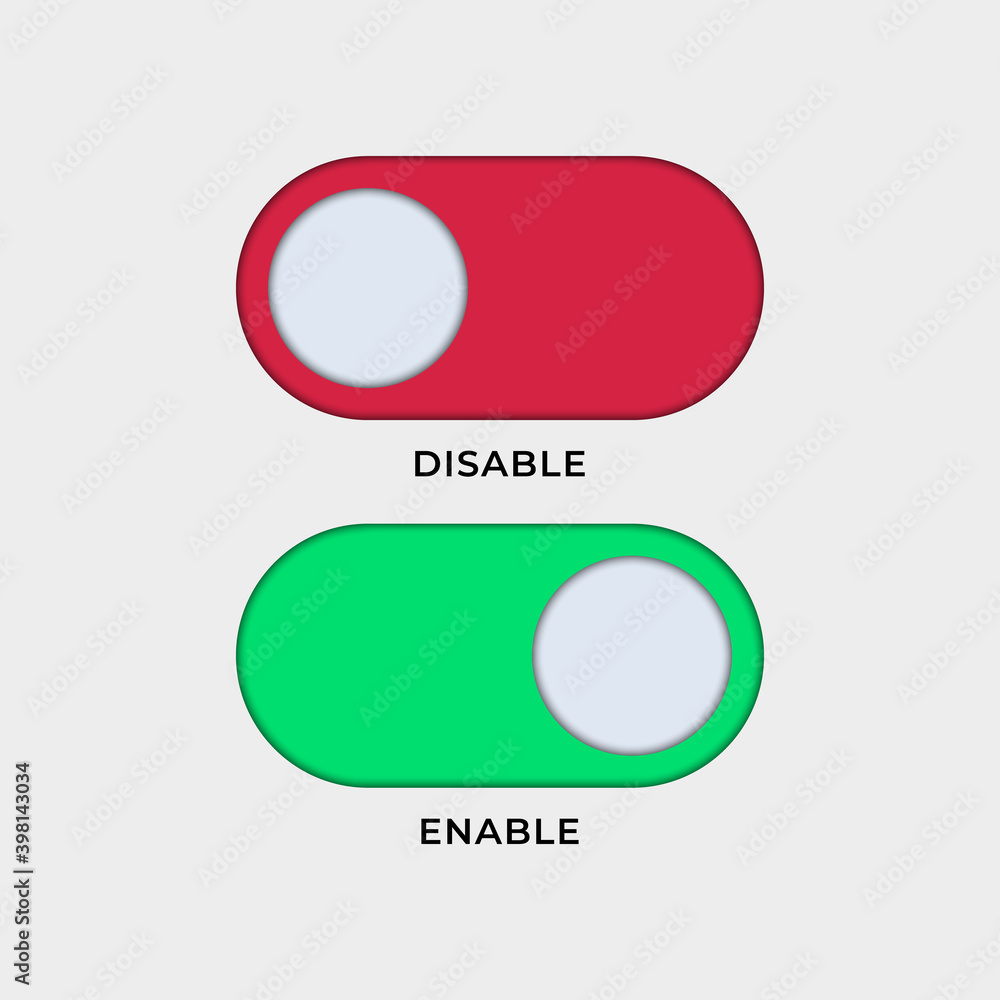 Poster on and off toggle switch buttons. material design switch buttons set. vector illustration.