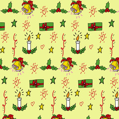 seamless pattern candle light and ring bell