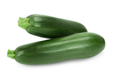 Fresh whole zucchini isolated on white background with clipping path and full depth of field