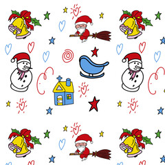 seamless pattern christmas santa claus vector