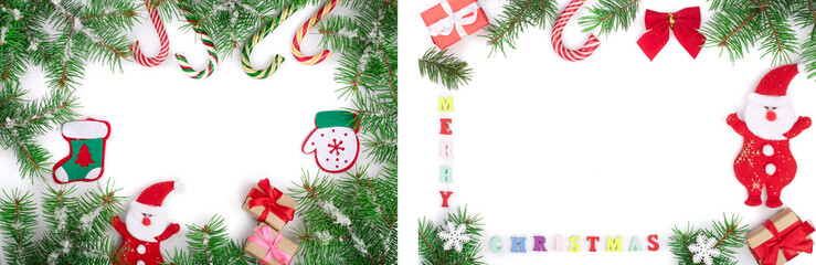 Christmas frame decorated isolated on white background with copy space for your text