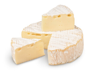Camembert cheese isolated on white background with clipping path and full depth of field