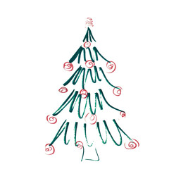 christmas tree Green sketch hand drawn