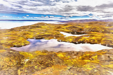 Beautiful polar landscape with small lake
