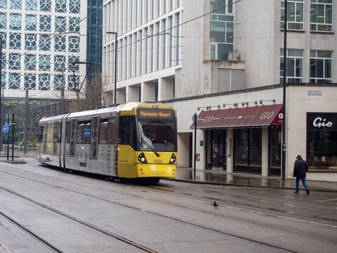 Metrolink Tram In Manchester City Centre