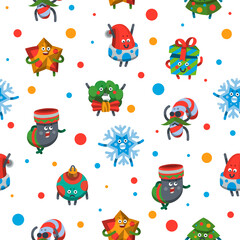 Emoticons icon happy new year pattern background