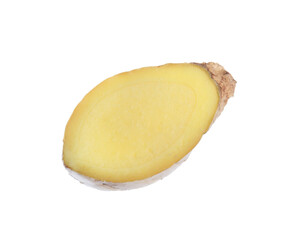 Slice of fresh ginger isolated on white