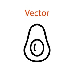 Avocado Linear Icon Vector Badge, Fruit, dietary. editable stroke, thin lines icon