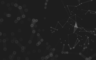Fototapeta premium Abstract background. Molecules technology with polygonal shapes, connecting dots and lines. Connection structure. Big data visualization.