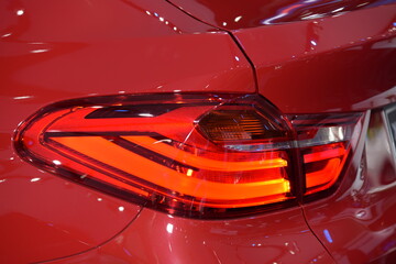 Beautiful parts of the new car. Car headlights, headlights, body lights, modern and sporty look
