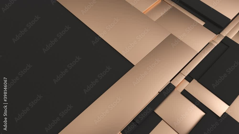 Aufkleber black and golden moving tessellated rectangular surface. abstract background with wobbling scaling f