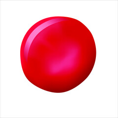 Red color abstract shape nail varnish on white background