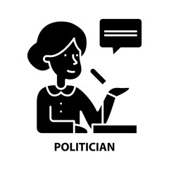 politician icon, black vector sign with editable strokes, concept illustration