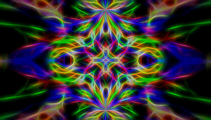 Abstract neon fractal futuristic background .