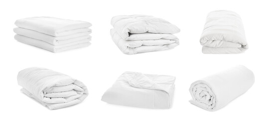 Set of clean blankets isolated on white. Banner design - obrazy, fototapety, plakaty