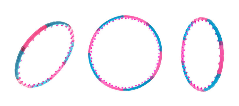 Set of hula hoops isolated on white. Banner design