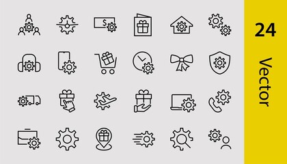 A simple set of settings and options related to Vector Line Icons. Contains icons such as set time, business, phone, and more. Editable Stroke.. 480x480