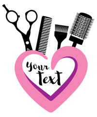 Vector logo for hair salon with scissors and comb. - 398148848
