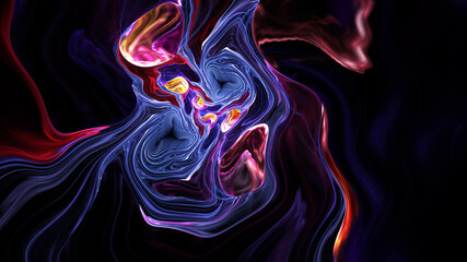 Obraz na płótnie Canvas 3D illustration of abstract fractal for creative design looks like liquefied pearl.