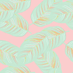 Fototapeta na wymiar Tropical Leaf. Modern Motif. Jungle Print. Foliage