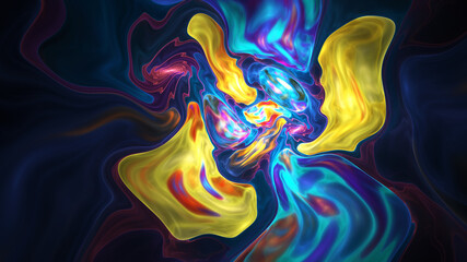 3D illustration of abstract fractal for creative design looks like liquefied pearl.