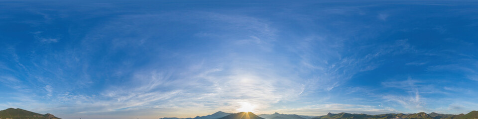 Seamless panorama of sky with light clouds in spherical equirectangular format with complete zenith...