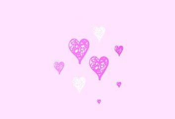 Fototapeta premium Light Pink vector texture with lovely hearts.