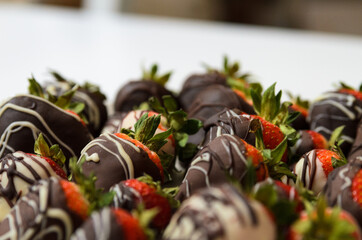 fresh strawberries covered with chocolate