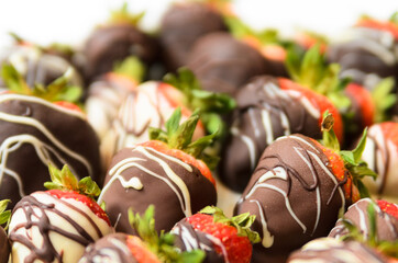 fresh strawberries covered with chocolate