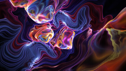 3D illustration of abstract fractal for creative design looks like liquefied pearl.